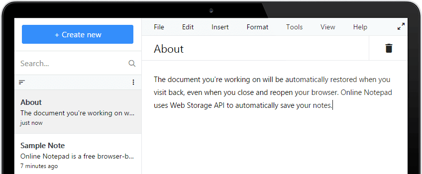 Kidseo Online Notepad Screenshot
